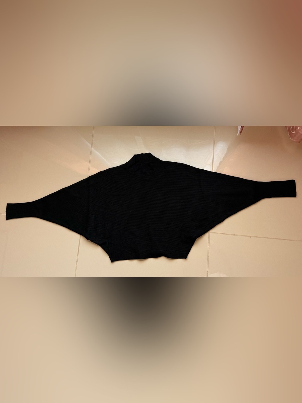 Zara Knit Black Batwing Mock Neck Sweater - Size M